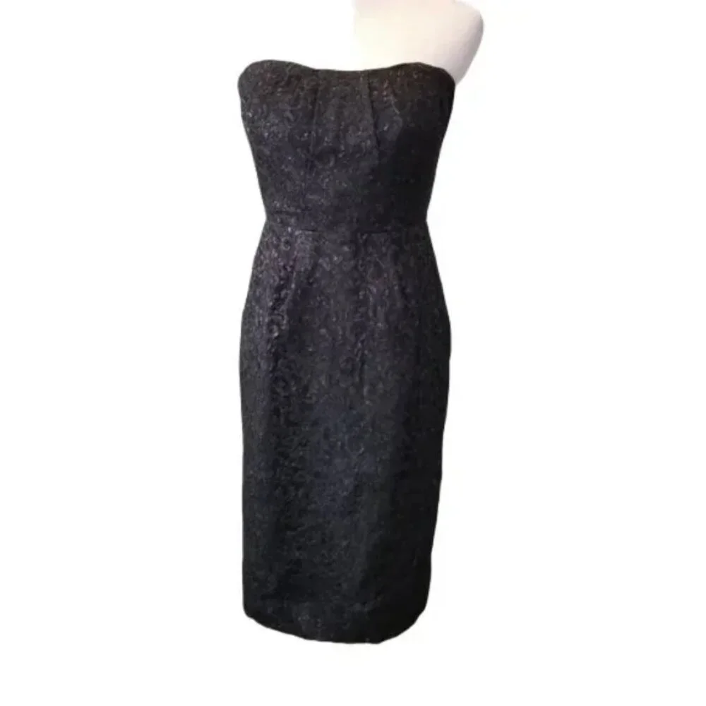 J.Crew Black Strapless Tinsel Cocktail Dress women's size 2 (I24)